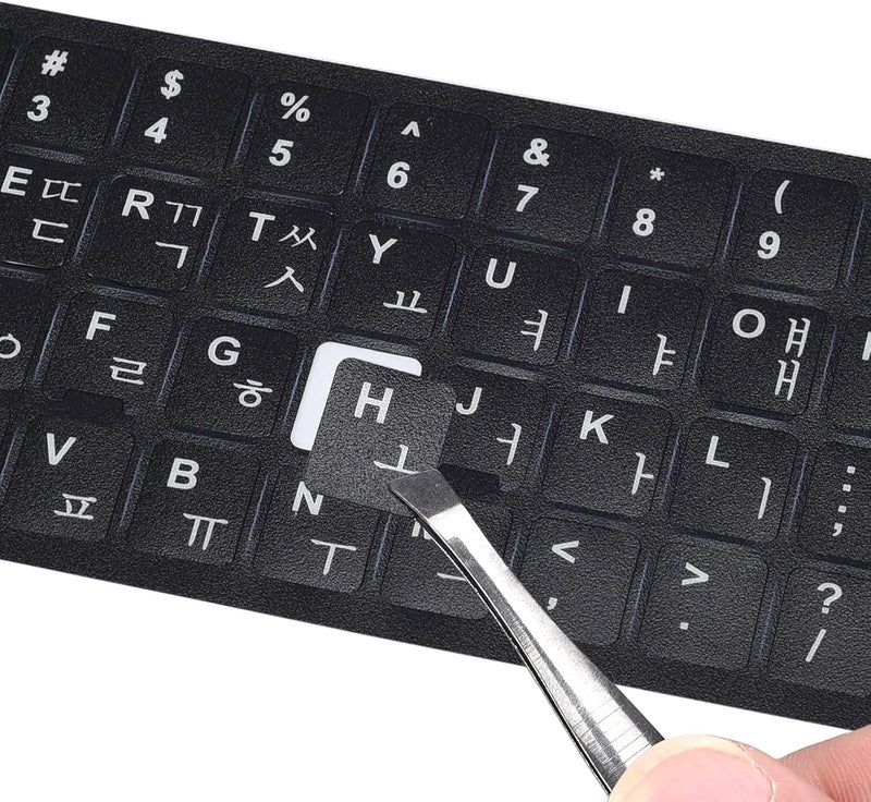 DAMMOMKO 2PCS Korean Keyboard Stickers, Keyboard Letter Stickers Black Background with White Lettering, Keyboards Letters Replacement Sticker for Computer Notebook Laptop Desktop Keyboard - Image 1